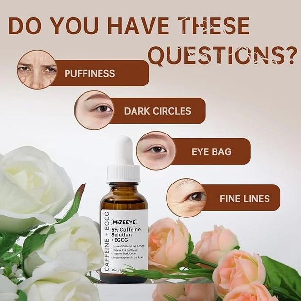 Caffeine Solution 5% + EGCG For Dark Circles & Puffiness, 2 PCS Anti Aging Caffeine Under Eye Serum For Eye Bags, Fine Lin...