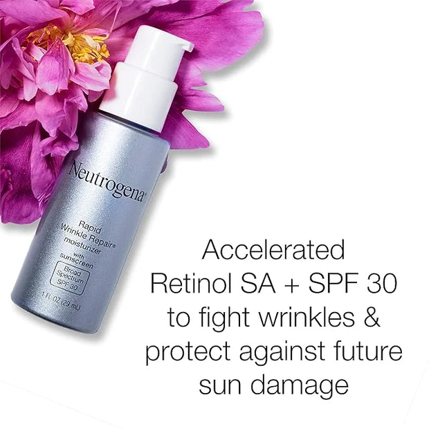 Neutrogena Rapid Wrinkle Repair Retinol Facial Moisturizer with SPF 30 Sunscreen, 1 fl. oz, & Rapid Wrinkle Repair Retinol...