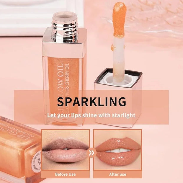 2PCS Hydrating Lip Glow Oil, Plumping Lip Gloss, Clear to Pink Lip Oil Gloss, Transparent Moisturizing Lip Balm, Natural L...