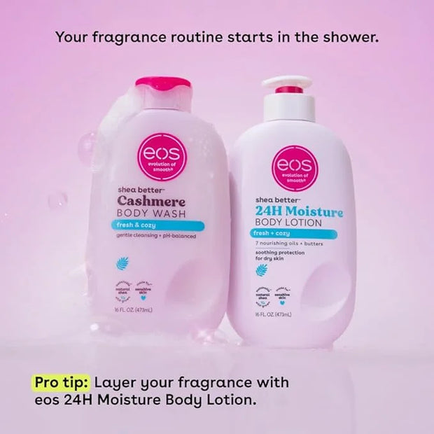 eos Shea Better Cashmere Body Wash, Fresh & Cozy, Moisturizing and Nourishing, pH Balanced Creamy Gel Formula, Paraben & P...