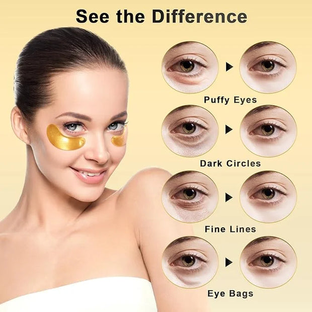 Under Eye Patches (48 Pairs) - 24K Gold Eye Masks Enriched with Abundant Collagen | Diminish Dark Circles and Puffiness | ...