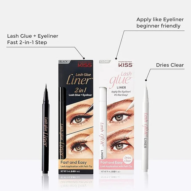 KISS Clear Lash GLUEliner, Felt-Tip Eyelash Adhesive, Clear Matte Finish, Foolproof Application, Easy Touch-Up, 0.02 Oz. 0...
