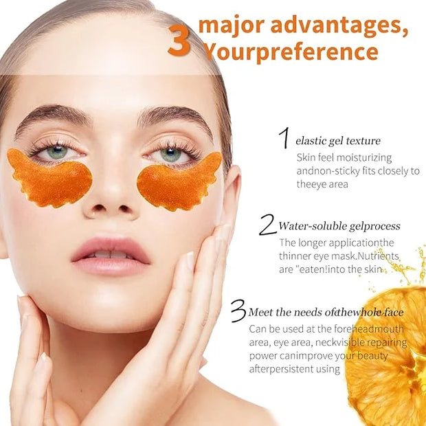 MOND'SUB Under Eye Mask - 6 Pairs Orange Crystal Eye Mask for Sleeping- Puffy Eyes & Dark Circles Treatments with Hyaluron...