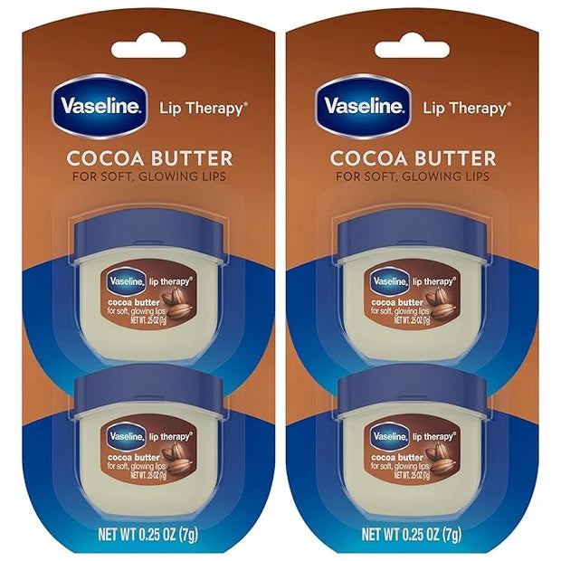 Vaseline Lip Therapy Cocoa Butter 4-Pack – Mini Lip Balms for Soft, Glowing Lips, 0.25 Oz Ea - Product Image