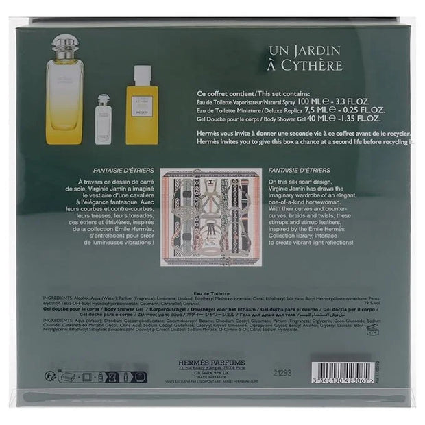 Hermes Un Jardin A Cythere for Unisex - 3 Pc Gift Set 3.3oz EDT Spray, 0.25oz EDT Splash, 1.35oz Shower Gel - Product Image