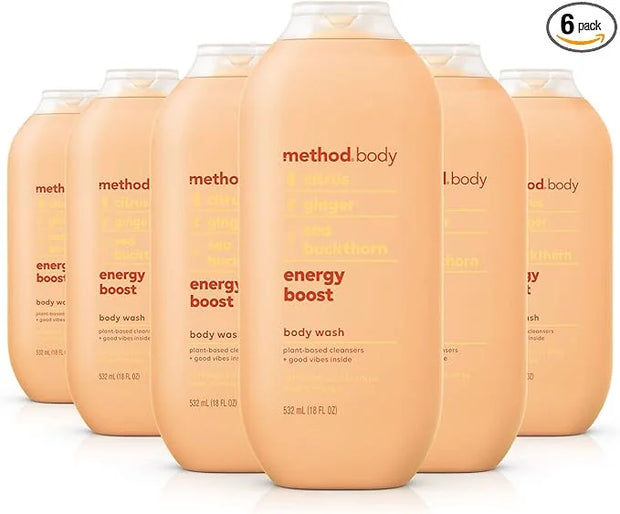 Method Body Wash, Energy Boost, Paraben and Phthalate Free, 18 oz (Pack of 6) - Product Image