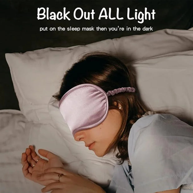 Lulusilk Silk Sleep Mask and Cap Set - Pink Silk Eye Mask and Bonnet Scrunchie Set - Product Image