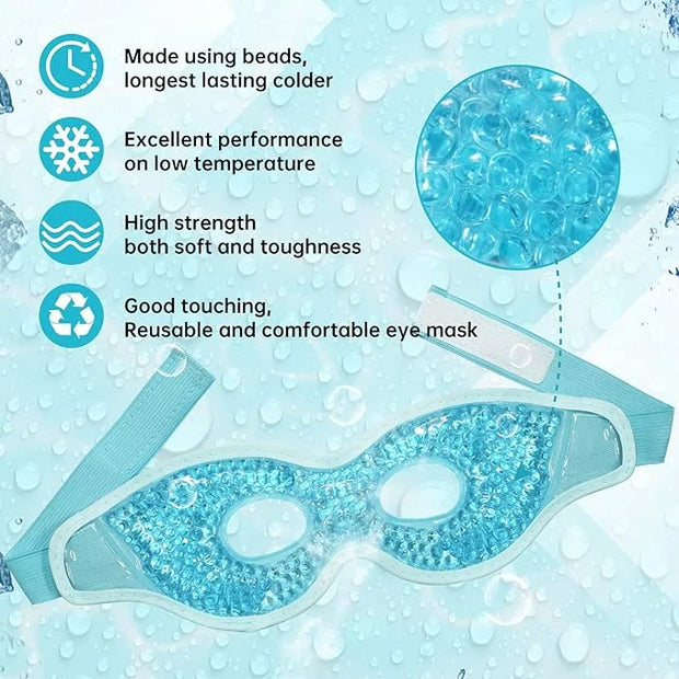 2 PCS Ice Eye Mask Reusable Ice Pack Hot/Cold Compress Gel Bead Cooling Mask for Puffiness/Dark Circles/Headaches/Migraine...