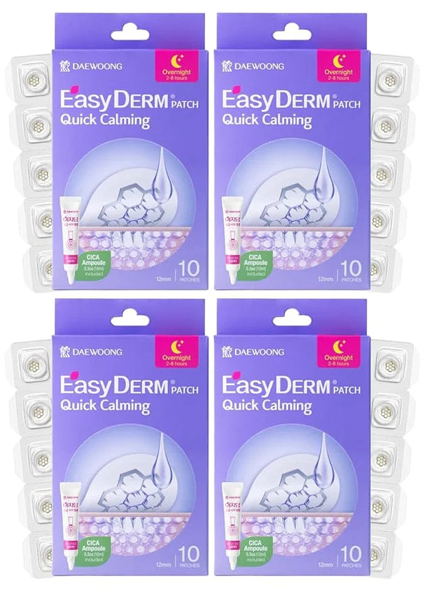 EasyDerm Quick Calming Magnesium Patches – 40 Patches (4 Pack), Hydrocolloid Acne Spot Treatment with Tea Tree & Cica, Bul...