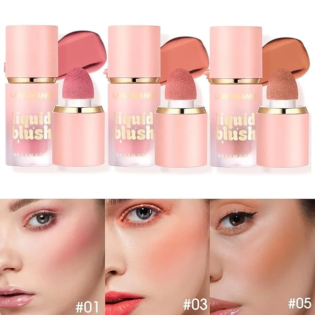 Jolilab Liquid Blush - High Pigment, Long - Lasting, Buildable Color for a Natural Glow（#1+2+3） - Product Image