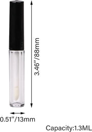 1.3ml Empty Lip Gloss Tube Lip Gloss Wand Bottles Containers Pack of 10 (Black Cap) - Product Image