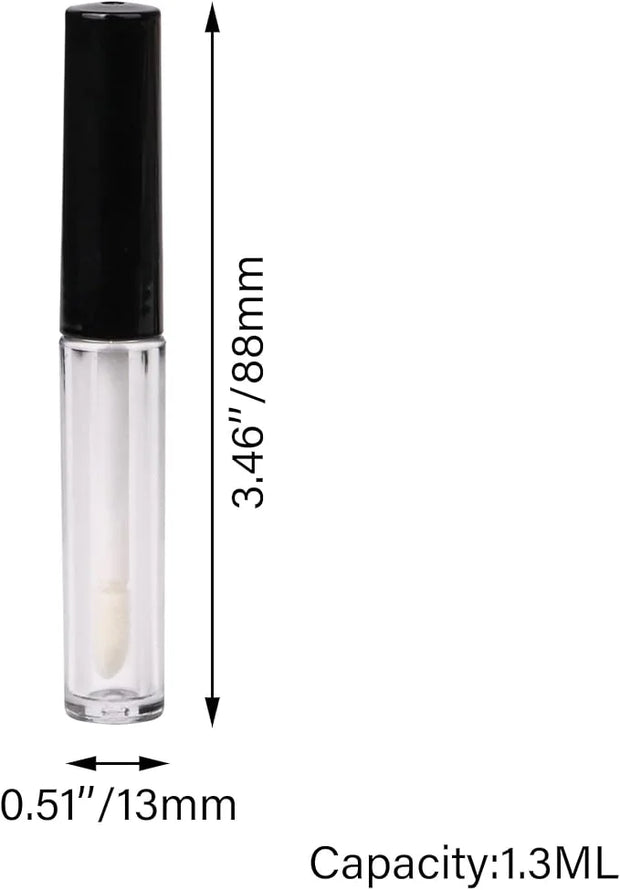 1.3ml Empty Lip Gloss Tube Lip Gloss Wand Bottles Containers Pack of 10 (Black Cap) - Product Image