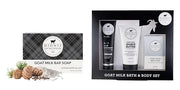 Dionis Goat Milk Men's Skincare Bundle – Cedarwood & Sea Salt Scented Bar Soap (6 oz) & Unscented 3pc Bath & Body Set with...