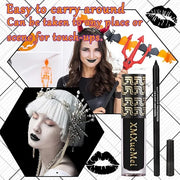 Black Velvet Matte Liquid Lipstick and Lip Liner Set - Smudge-proof, Long-lasting, Waterproof Black Lip Gloss Stain and Li...