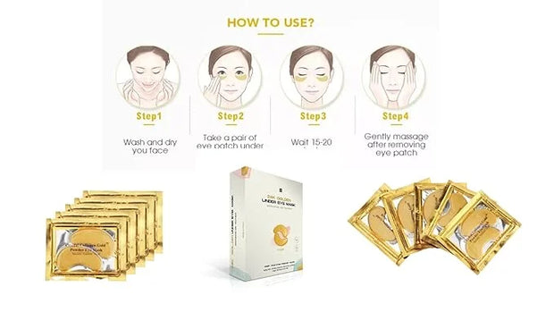 IE - 24K Gold Eye Mask - 16 Pairs for Rejuvenated Eyes - Reduces Dark Circles, Puffiness, Fine Lines, and Wrinkles. - Prod...