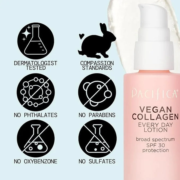 Pacifica Face Moisturizer - Vegan Collagen Face Lotion SPF 30 Broad Spectrum Sunscreen Every Day Face Lotion, UVA/UVB Prot...