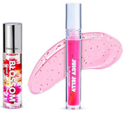 Blossom Scented Roll on Lip Gloss and Juicy Jelly Moisturizing Lip Care Nourishing Lip Oil, 2 Pack, Strawberry - Product I...