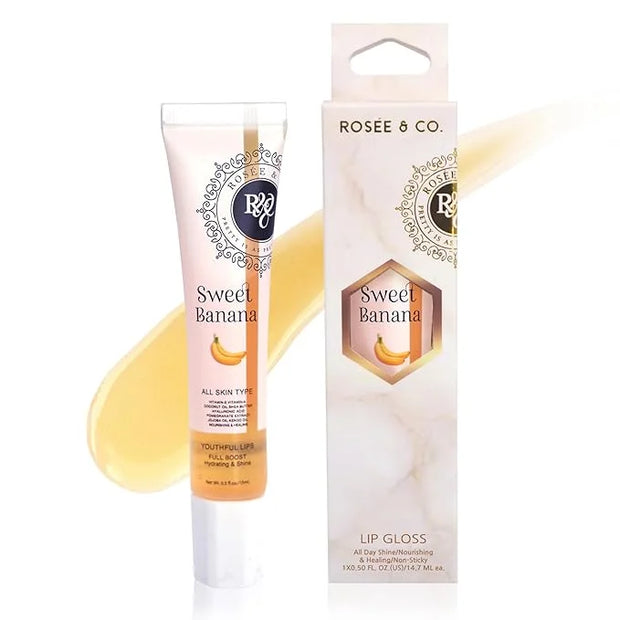 ROSÉE & CO Rosee Lip Gloss Vegan & Cruelty Free Treatment, Professional Make up, Long Lasting Glossy with Shea Butter, Moi...