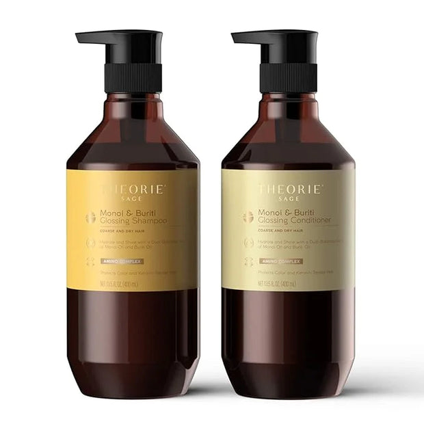 Theorie Monoi and Buriti Glossing Shampoo - Hydrate & Shine - Suited for Coarse and Dry Hair - Protects Color & Keratin Tr...
