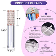 AMORIX 72pcs 5ml Diamond Lip Gloss Tubes with Wand Lipgloss Tubes Bulk Empty Rhinestone Lip Gloss Containers Bottles Cryst...