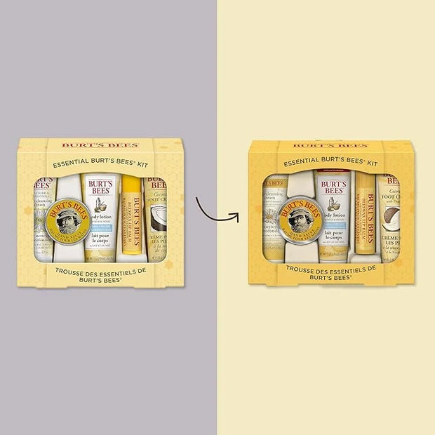 Burt's Bees Mothers Day Gifts Essential Beauty Set, 5 Travel Size - Deep Cleansing Cream, Hand Salve, Body Lotion, Foot Cr...