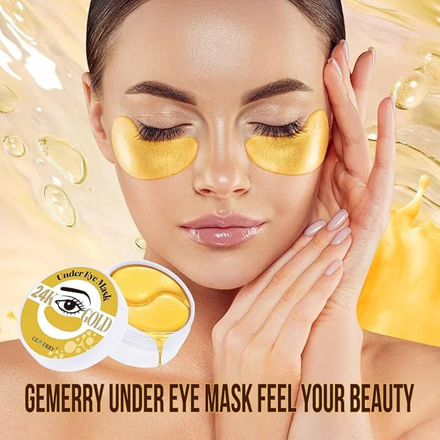 GEMERRY Under Eye Patches 60 Pcs - 24K Gold Under Eye Patches for Puffy eyes, Dark Circles, and Smooth Wrinkles, Perfect G...