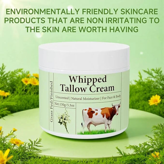 pekinly Whipped Beef Tallow for Skin, Beef Tallow, Beef Tallow for Face, 2 Packs Unscented Grass Fed Whipped Tallow Face M...