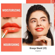 Oulac Moisturizing Shine Orange Red Lipstick for Women - 2 in 1 Orange Red Glossy Tinted Lip Balm, Hydrating Winter Lipsti...