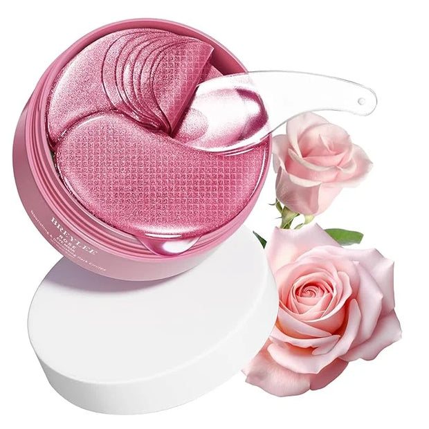 BREYLEE Pink Rose Eye Mask– 60 Pcs - Puffy Eyes and Dark Circles Treatments – Look Younger and Reduce Wrinkles and Fine Li...
