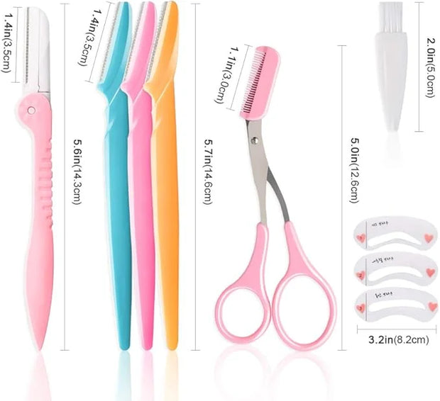 12 Pcs Eyebrow Razor, Face Razors for Women, Exfoliating Trimmers, Eyebrow Grooming Shaper for Women, Peach Fuzz, Hair Rem...