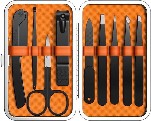 Yougai 9 Pcs Tweezers Set for Facial Hair Women with Travel Case, Professional Stainless Steel Eyebrow Tweezers Kit Great ...