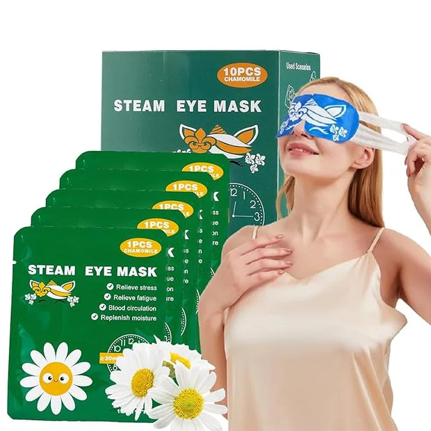 steam Eye mask for Dry Eyes,self-Heating Eye mask for Sleeping,SPA,Relief Stress and Eye Fatigue (10 pcs, Chamomile) - Pro...