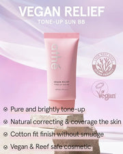 ATHE Vegan Relief Sun BB SPF50+ PA++++, Korean Sunscreen, Zinc Oxide Tone Up Cream, Tone & Texture Correction, Long-Lastin...