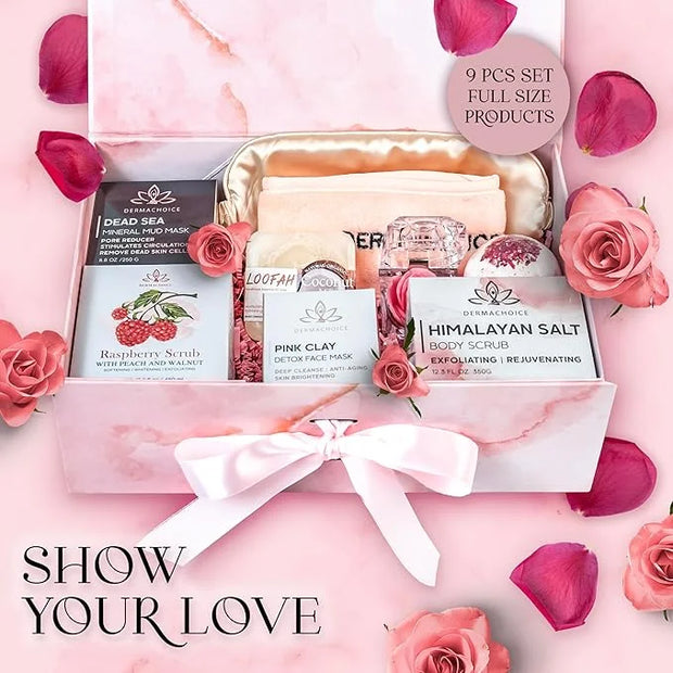 Luxury Spa Gift Set for Women - 9 Piece Self Care Package with Full Size Products, Plant-Based Superfoods, Minerals & Vita...