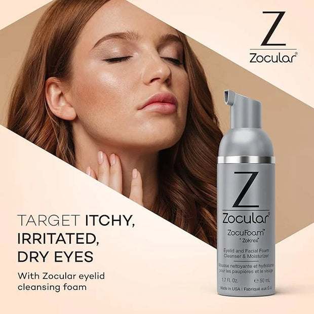 ZocuFoam Eyelid Cleanser - Foaming Eyelid Scrub - Natural pH Balanced Solution - 1.7 FL OZ (50mL) - Product Image
