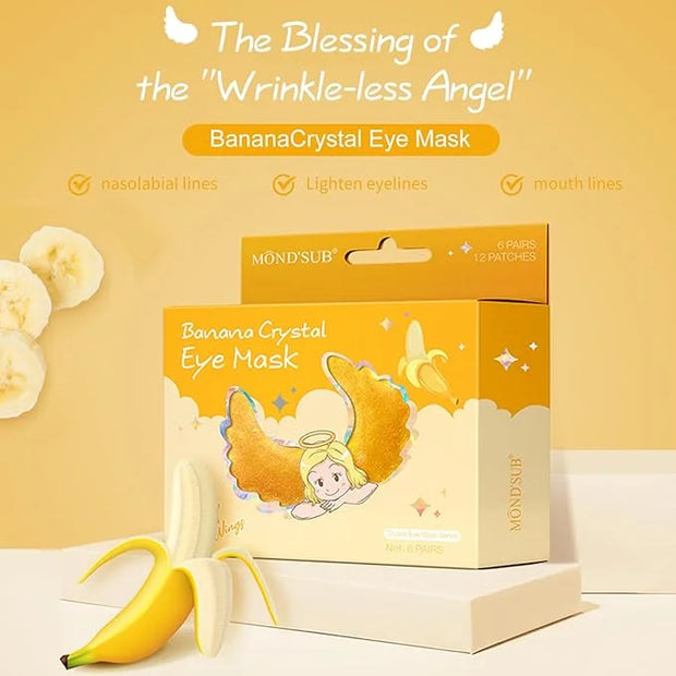 MOND'SUB Under Eye Mask - 6 Pairs Banana Crystal Eye Mask - Puffy Eyes & Dark Circles Treatments with Hyaluronic Acid, Red...