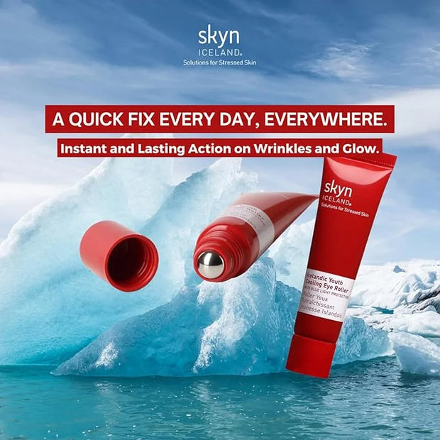 Skyn Iceland Icelandic Youth Cooling Eye Serum Hyaluronic Acid Skincare for Puffy Eyes Dark Circles & Wrinkles with Blue L...