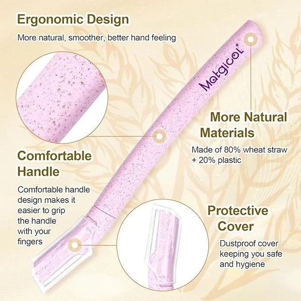 Eco-Friendly Women's Dermaplaning Razor - Multipurpose Exfoliating Tool with Anti-Cut Blades & Biodegradable Handle for Si...