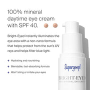 Supergoop! Bright-Eyed 100% Mineral Eye Cream, 0.5 fl oz - SPF 40 PA+++ Hydrating & Illuminating Mineral Sunscreen - Under...