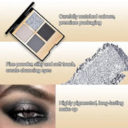 4 Colors Eyeshadow Makeup Palette,Black Gray Highly Pigmented Natural Neutral Nude Smoke Eye Shadow Palette with Mirror,Lo...