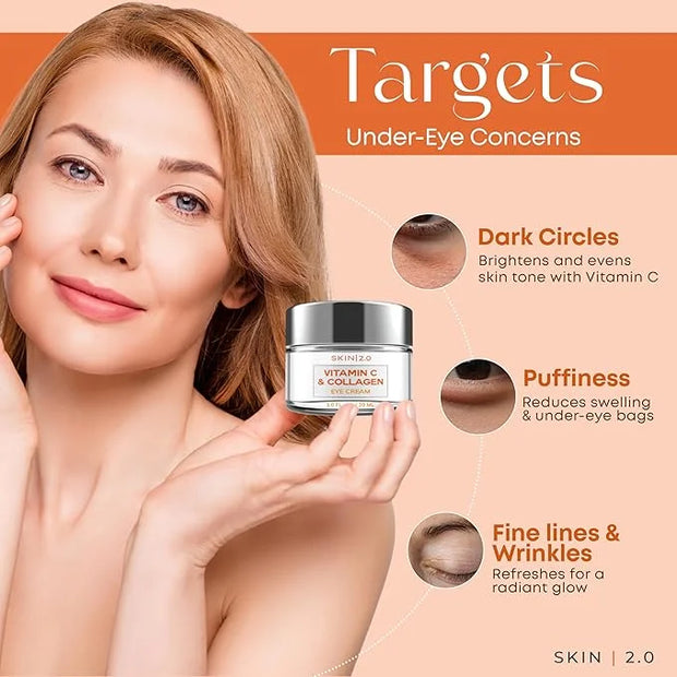 Vitamin C & Collagen Eye Cream – Dermatologist-Tested, Anti-Aging, Korean Skin Care, Brightens Dark Circles & Firms Skin –...