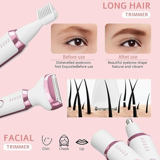 Electric Razor Shavers for Women 5 in 1 Electric Shaver for Women,Cordless Replaceable Facial Eyebrow Razors & Nose Hair T...