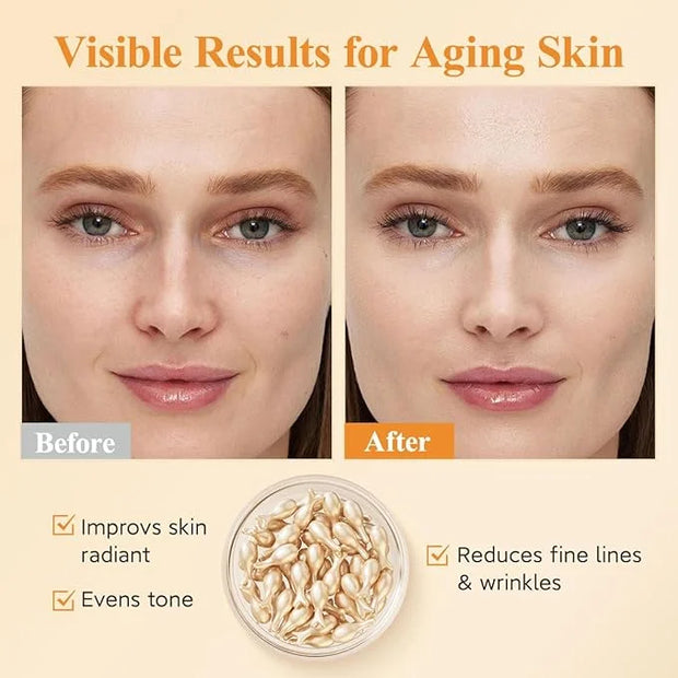 HKH Vitamin C Super Serum for Face - Anti Aging Vitamin E Facial Serum Capsules with Niacinamide, Vit C Serum Oil for Wome...