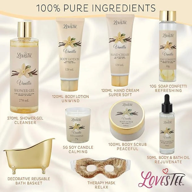 Mothers Day Gifts, Spa Basket for Women, Vanilla Bath & Body Set, Christmas & Birthday Gift, Includes Shower Gel, Body Lot...