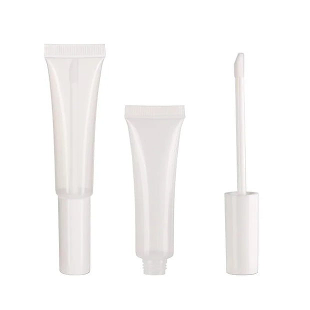 COSIDEA 50 pack Empty White 15ml Squeeze lip gloss tubes with wand 0.5oz soft lipgloss container chapstick containers empt...
