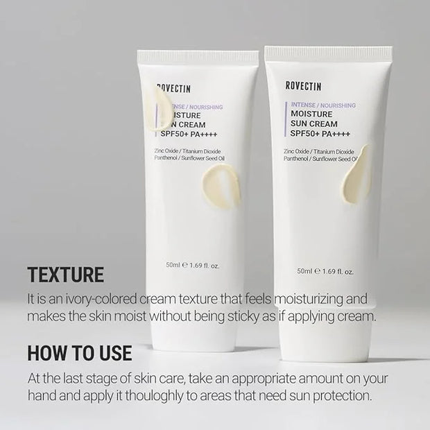 ROVECTIN Intense Moisture Sun Cream: Deep Moisturize, Mineral Sunscreen, UV Protector | Panthenol and Tocopherol for Dry, ...