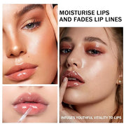 4 Pcs Plumping Lip Oil, Moisturizing Hydrating Lip Glow Oil Fruit Big Brush Head Lip Gloss Kit Smooth Glossy Finish Tinted...