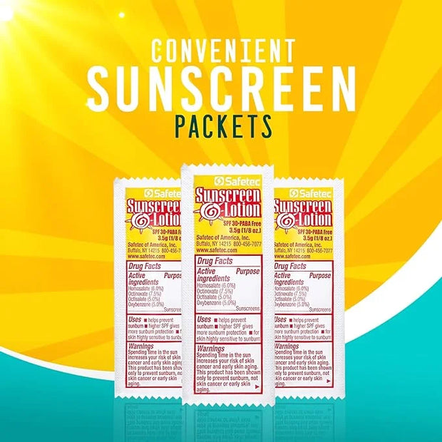 Sunscreen Lotion, SPF30 Protection and PABA Free, Individual Packets of Sunscreens (Pack of 100) – Travel Size Sun Screen ...