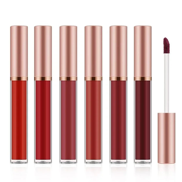 6pcs Matte Lip Gloss Set for Women,Highly Pigmented Velvet Lip Stain，Long Lasting，Waterproof Lip Makeup，Nude，Brown - Produ...