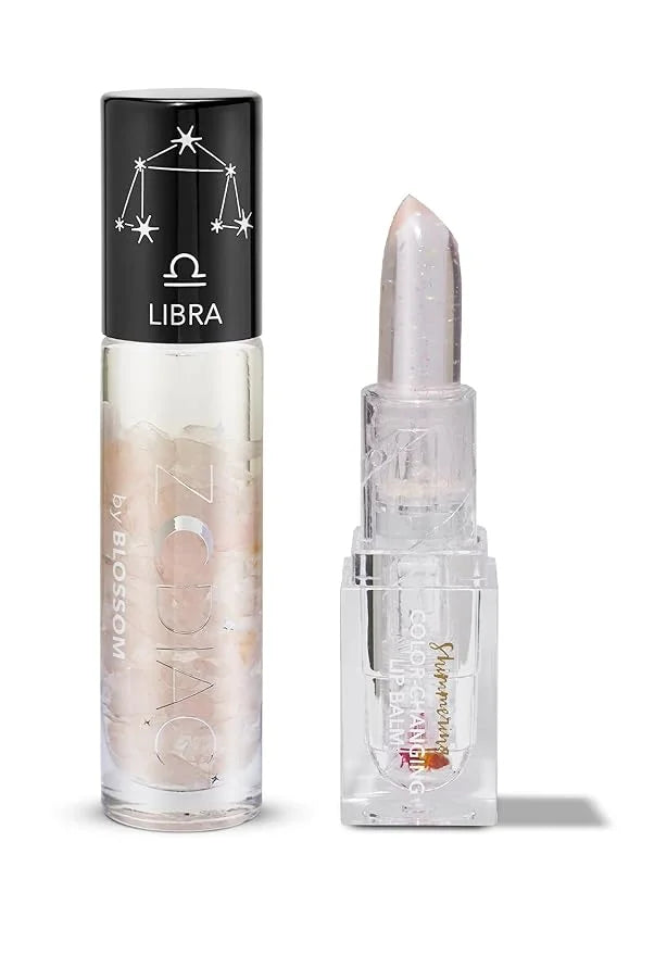 Blossom Zodiac Sign Vanilla Scented Moisturizng Roll On Lip Gloss with Crystals + pH Technology Color Charnging Shimmering...